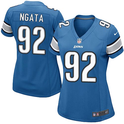 Women's Game Haloti Ngata Nike Jersey Light Blue Home - #92 NFL Detroit Lions